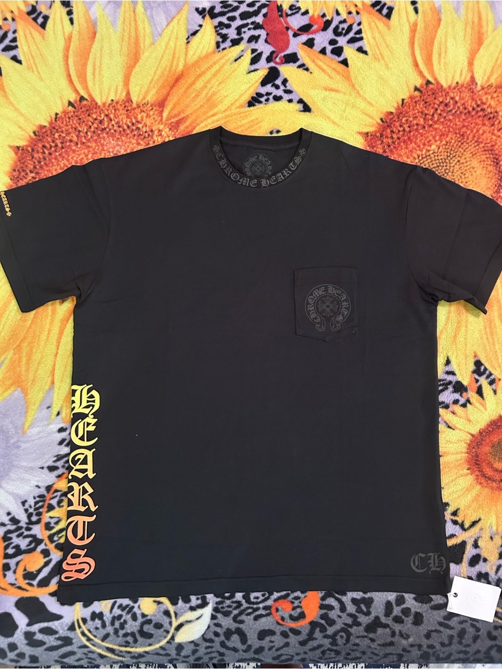 “High quality” Chrome Black Short Sleeve Tee with Yellow Script